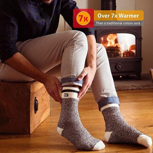 Heat Holders Men's Block Twist Socks Charcoal/Cream/Men's 7-12 in Saudi Arabia