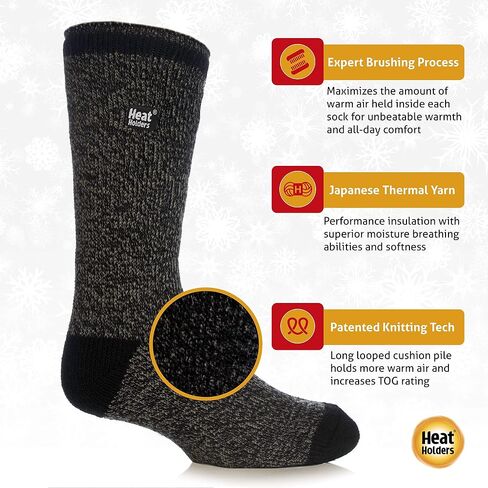 Heat Holders Men's Block Twist Socks Charcoal/Cream/Men's 7-12 in Saudi Arabia
