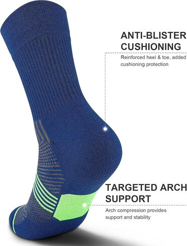PAPLUS Compression Running Sock for Men and Women 3 Pairs, Cushioned Athletic Crew Socks with Arch Support in Saudi Arabia