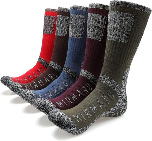 MIRMARU Men's 5 Pairs Multi Performance Outdoor Sports Hiking Trekking Crew Socks in Kuwait