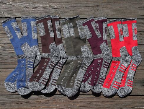 MIRMARU Men's 5 Pairs Multi Performance Outdoor Sports Hiking Trekking Crew Socks in Kuwait