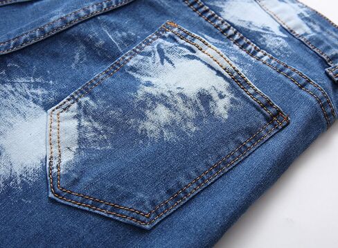 chouyatou Men's Summer Cool Stylish Wrinkle Performance Moto Ripped Denim Shorts in Saudi Arabia