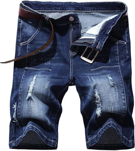 شورت جينز QZH.DUAO للرجال من قماش الدنيم الممزق in Kuwait