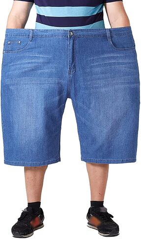 XYGJZ Jean Shorts for Men Strech Big and Tall Relaxed Loose Fit Straight Leg Baggy Denim Shorts Big Size 30-56 in Saudi Arabia