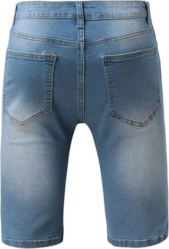Men's Classic Fit Ripped Jean Shorts Stretch Button Washed Distressed Denim Short Frayed Raw Hem Pocket Biker Shorts in Saudi Arabia