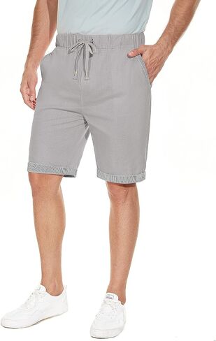 Janmid Men's Linen Casual Short Drawstring Summer Beach Shorts in Kuwait