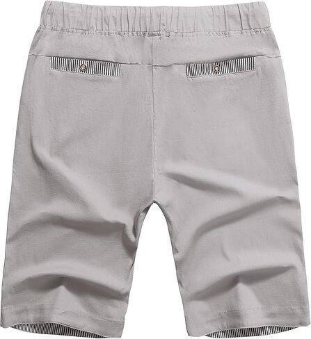 Janmid Men's Linen Casual Short Drawstring Summer Beach Shorts in Kuwait