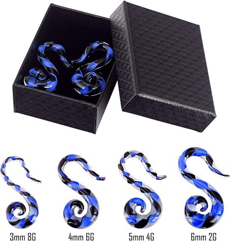 Beautidots Glass Ear Spiral Tapers Plugs Seahorse Shape Hanger Ear Gauges Stretchers Piercing 8g 6g 4g 2g in Kuwait