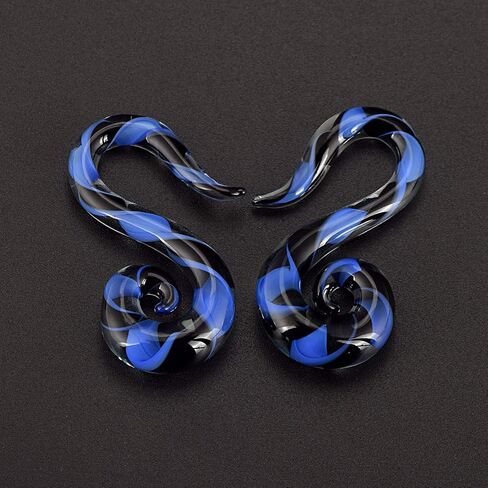 Beautidots Glass Ear Spiral Tapers Plugs Seahorse Shape Hanger Ear Gauges Stretchers Piercing 8g 6g 4g 2g in Kuwait