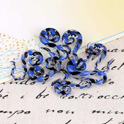 Beautidots Glass Ear Spiral Tapers Plugs Seahorse Shape Hanger Ear Gauges Stretchers Piercing 8g 6g 4g 2g in Kuwait