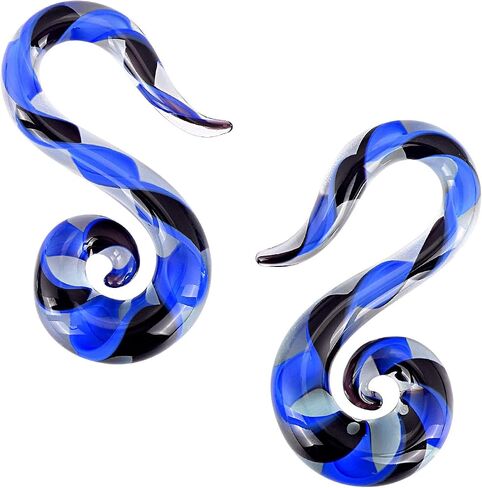 Beautidots Glass Ear Spiral Tapers Plugs Seahorse Shape Hanger Ear Gauges Stretchers Piercing 8g 6g 4g 2g in Kuwait