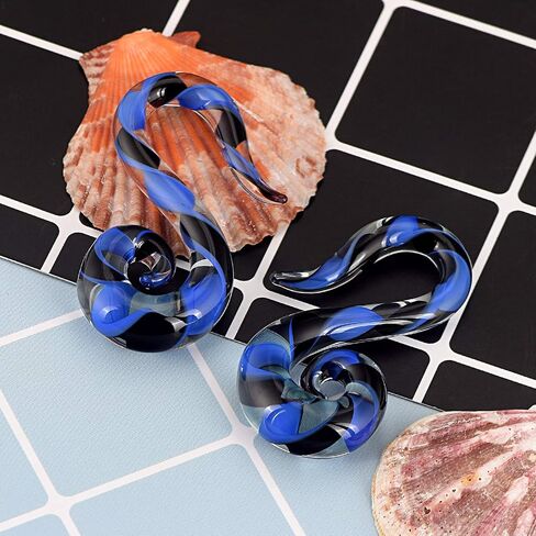 Beautidots Glass Ear Spiral Tapers Plugs Seahorse Shape Hanger Ear Gauges Stretchers Piercing 8g 6g 4g 2g in Kuwait