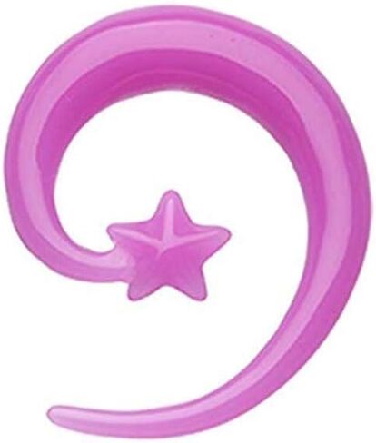 Covet Jewelry Falling Star Spiral Acrylic Ear Gauge Spiral Hanging Taper in Saudi Arabia