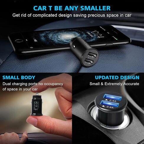 Car Charger, Smallest 4.8A All Metal USB Fast Mini Car Charger Car Charger Adapter Flush Fit Compatible with iPhone 14 Pro Max/13/12/11/x/6s, iPad Air 2/Mini 3, Samsung Note 9/S10/S9/S8 in Saudi Arabia