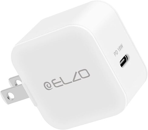 شاحن Elzo USB C بقدرة 18 وات PD 3.0 محول شاحن جداري سريع توصيل الطاقة محمول، متوافق مع iPhone 13/12 Pro/Max/Mini/11/X/XS/XR/8/Plus، Galaxy S21/S20/S10/S9، Pixel 6 /5/4a/4/3a، آيباد برو in Kuwait