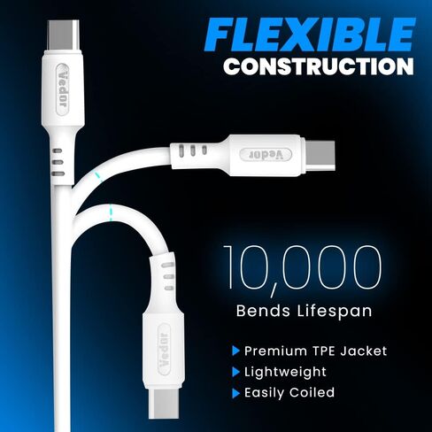 كابل USB من النوع C، شحن سريع [2 حزمة 4 أقدام] سلك شاحن سريع 3.1 أمبير متوافق مع Samsung Galaxy S10 S9 S8 S20 Plus A51 A11، Note 10 9 8، وحدة تحكم PS5، شاحن USB C - أبيض in Saudi Arabia
