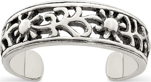 Sterling Silver Antiqued Floral Toe Ring - Jewelry By Sweet Pea in Saudi Arabia