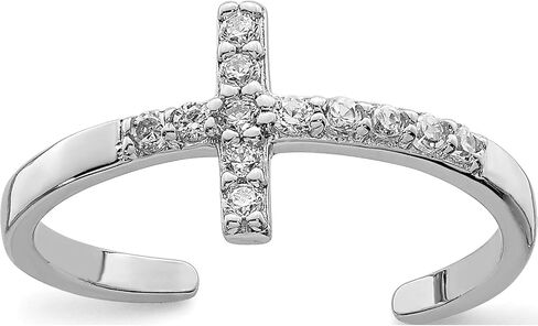 Sterling Silver Rhodium-Plated Cz Cross Toe Ring - Jewelry By Sweet Pea in Saudi Arabia