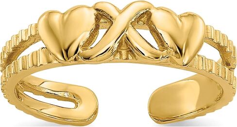 14K Yellow Gold Hearts & X Toe Ring - Jewelry By Sweet Pea in Saudi Arabia