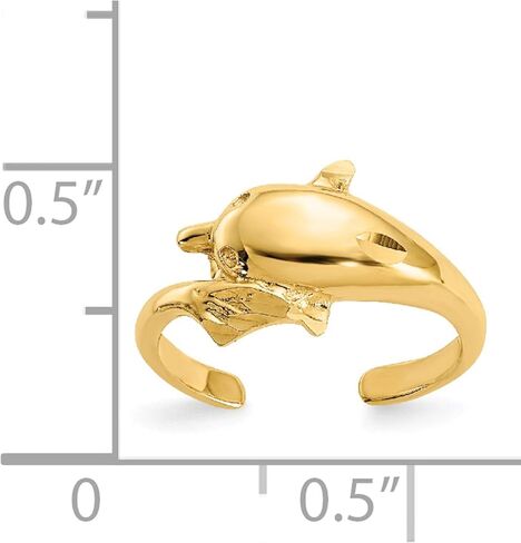 14K Yellow Gold Polished And Diamond-Cut Dolphin Toe Ring - Jewelry By Sweet Pea in Saudi Arabia