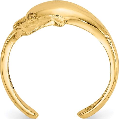 14K Yellow Gold Polished And Diamond-Cut Dolphin Toe Ring - Jewelry By Sweet Pea in Saudi Arabia