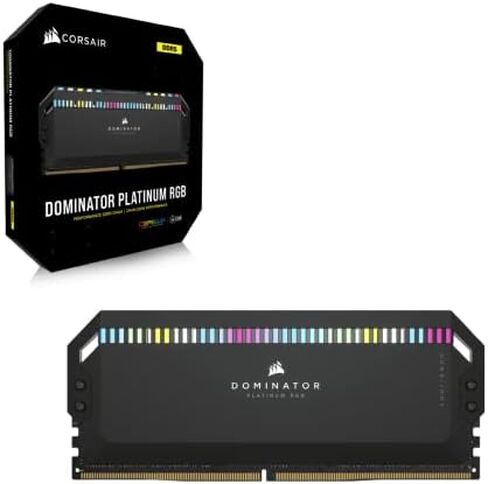 Corsair Dominator Platinum RGB DDR5 64GB (2x32GB) 5200MHz C40 Intel Optimized Desktop Memory (Onboard Voltage Regulation, Patented CORSAIR DHX Cooling, 12 Ultra-Bright CAPELLIX RGB LEDs) Black in Kuwait