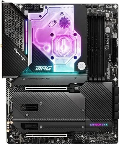 MSI MPG X570S Carbon EK X Gaming Motherboard (ATX, AMD, Socket AM4. DDR4, PCIe 4, CFX, M.2 Slots, Wi-Fi 6E) in Saudi Arabia