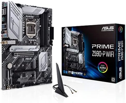 ASUS Prime Z590-P WiFi LGA 1200 (Intel 11th / 10th Gen) ATX Motherboard (PCIe 4.0، 10+1 Power Stage 3X M.2 WiFi 6، 2.5GB LAN، لوحة أمامية USB 3.2 Gen 2 USB Type-C، ثاندربولت 4 دعم أورا سينك RGB) in Saudi Arabia