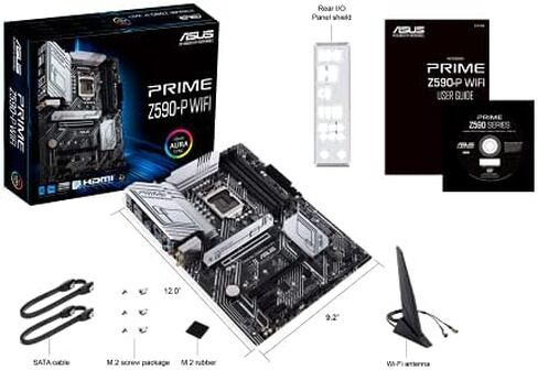 ASUS Prime Z590-P WiFi LGA 1200 (Intel 11th / 10th Gen) ATX Motherboard (PCIe 4.0، 10+1 Power Stage 3X M.2 WiFi 6، 2.5GB LAN، لوحة أمامية USB 3.2 Gen 2 USB Type-C، ثاندربولت 4 دعم أورا سينك RGB) in Saudi Arabia