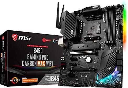 MSI Performance GAMING AMD Ryzen 1st, 2nd, and 3rd Gen AM4 M.2 USB 3.2 Gen 2 DDR4 HDMI Display Port Wi-Fi ATX Motherboard (B450 GAMING PRO CARBON MAX WIFI) in Saudi Arabia