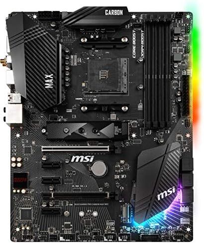 MSI Performance GAMING AMD Ryzen 1st, 2nd, and 3rd Gen AM4 M.2 USB 3.2 Gen 2 DDR4 HDMI Display Port Wi-Fi ATX Motherboard (B450 GAMING PRO CARBON MAX WIFI) in Saudi Arabia