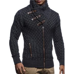Leif Nelson Men's Knitted Jacket Turtleneck Cardigan Winter Pullover Hoodies Casual Sweaters Jumper LN5340 in Kuwait