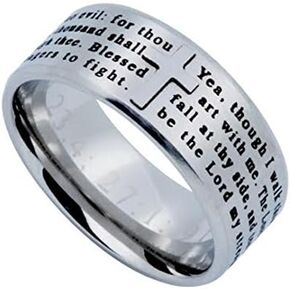 North Arrow Shop Psalm 23:4 Jewelry Cross Ring for Men, Stainless Steel in Kuwait