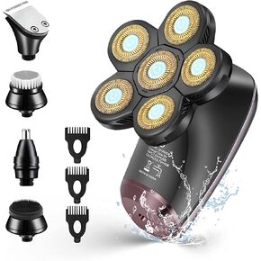 Roziapro Upgrade Head Shavers for Bald Men Wet & Dry Electric Razor for Men 5 in 1 Grooming Kit Mens Bald Head Shaver Cordless Rechargeable Electric Shaver with LED Display(Gold) in Kuwait