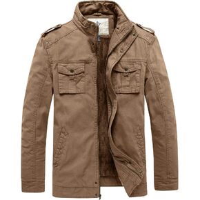 WenVen Men's Winter Casual Cotton Coat Thicken Fleece Lined Military Jacket in Kuwait