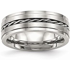 Solid Stainless Steel Men's Matte Brushed Finish and Twisted 7.00mm Wedding Band Ring in Kuwait