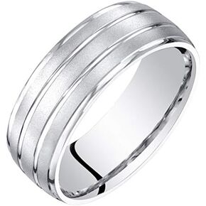 Peora Men's 14K White Gold Wedding Ring Band 7mm Satin Finish Comfort Fit Sizes 8 to 14 in Saudi Arabia
