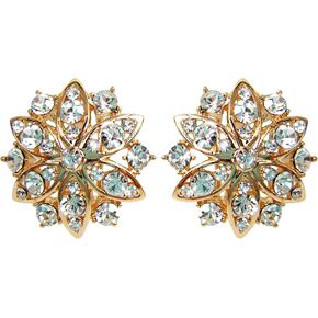 Navachi 18k Gold Plated Flower Horse-Eye Created-Opal Omega Back Earrings