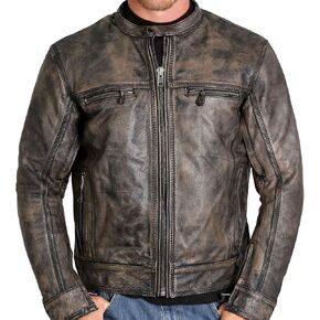 Hot Leathers JKM1019 Men's Distressed Brown Leather Jacket with Gun Pockets - Large in Saudi Arabia