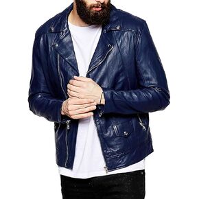 ESBAIG Men's Stylish Genuine Lambskin Leather Jacket Motorcycle Bomber Biker 202 in Saudi Arabia