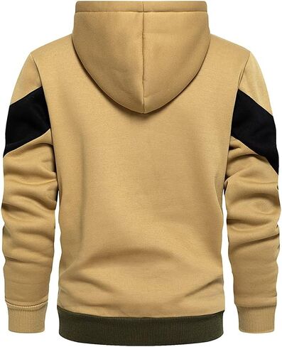 LBL Mens Slim Fit Long Sleeve Zip-up Fleece Hoodie Color Block Sweatshirt with Kanga Pocket in Kuwait