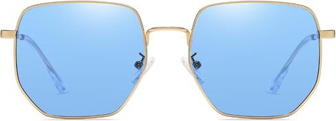 LASPOR Polarized Sunglasses for Women Men Trendy Metal Frame Polygon Mirrored Lens in Saudi Arabia
