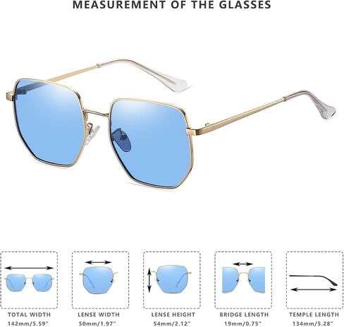 LASPOR Polarized Sunglasses for Women Men Trendy Metal Frame Polygon Mirrored Lens in Saudi Arabia