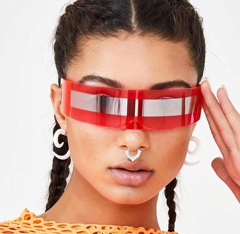 Futuristic Cyclops Monoblock Shield Mirrored Sunglasses Sunglass Glasses in Saudi Arabia