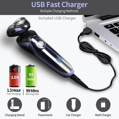 Electric Razor for Men, Men Shaver Beard Trimmer, Electric Shaver Waterproof USB Fast Charging, Cordless Beard, Nose, Hair Trimmer, Best Gift for Father Day, Boy Friend in Saudi Arabia