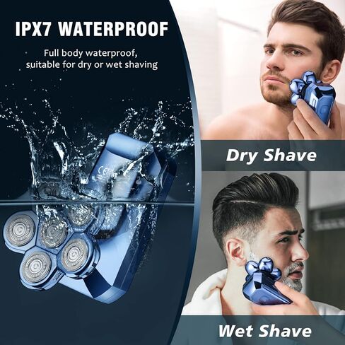 LNKERCO Head Shavers for Bald Men, 5-in-1 Grooming Head Shaver Kit with Fast Charger, Electric Razor for Men Bald Head Shaver, Electric Shaver for Men, IPX7 Waterproof Dry and Wet, Father's Day Gifts in Kuwait