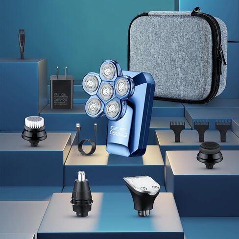 LNKERCO Head Shavers for Bald Men, 5-in-1 Grooming Head Shaver Kit with Fast Charger, Electric Razor for Men Bald Head Shaver, Electric Shaver for Men, IPX7 Waterproof Dry and Wet, Father's Day Gifts in Kuwait