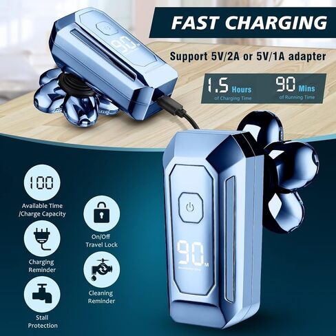 LNKERCO Head Shavers for Bald Men, 5-in-1 Grooming Head Shaver Kit with Fast Charger, Electric Razor for Men Bald Head Shaver, Electric Shaver for Men, IPX7 Waterproof Dry and Wet, Father's Day Gifts in Kuwait