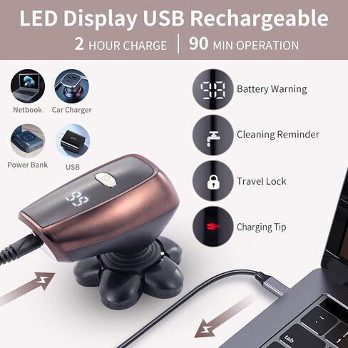 Roziapro Upgrade Head Shavers for Bald Men Wet & Dry Electric Razor for Men 5 in 1 Grooming Kit Mens Bald Head Shaver Cordless Rechargeable Electric Shaver with LED Display(Gold) in Kuwait