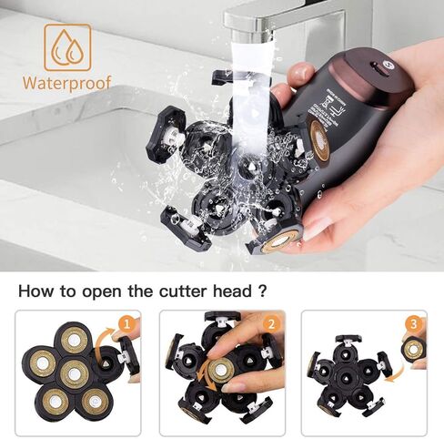 Roziapro Upgrade Head Shavers for Bald Men Wet & Dry Electric Razor for Men 5 in 1 Grooming Kit Mens Bald Head Shaver Cordless Rechargeable Electric Shaver with LED Display(Gold) in Kuwait